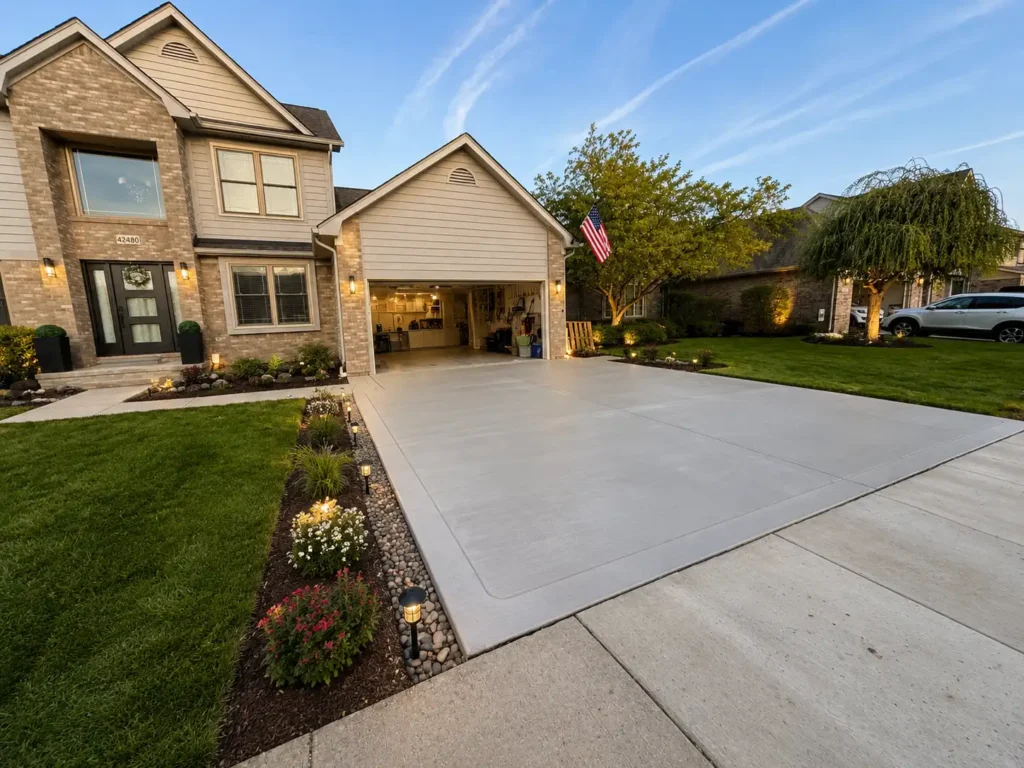 Concrete driveway installation in Michigan