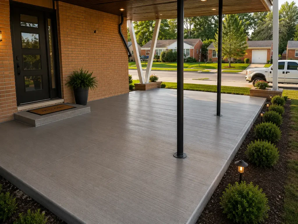 Concrete porch installation in Michigan