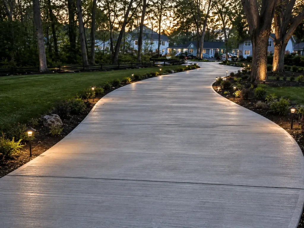 Concrete walkway installation in Michigan